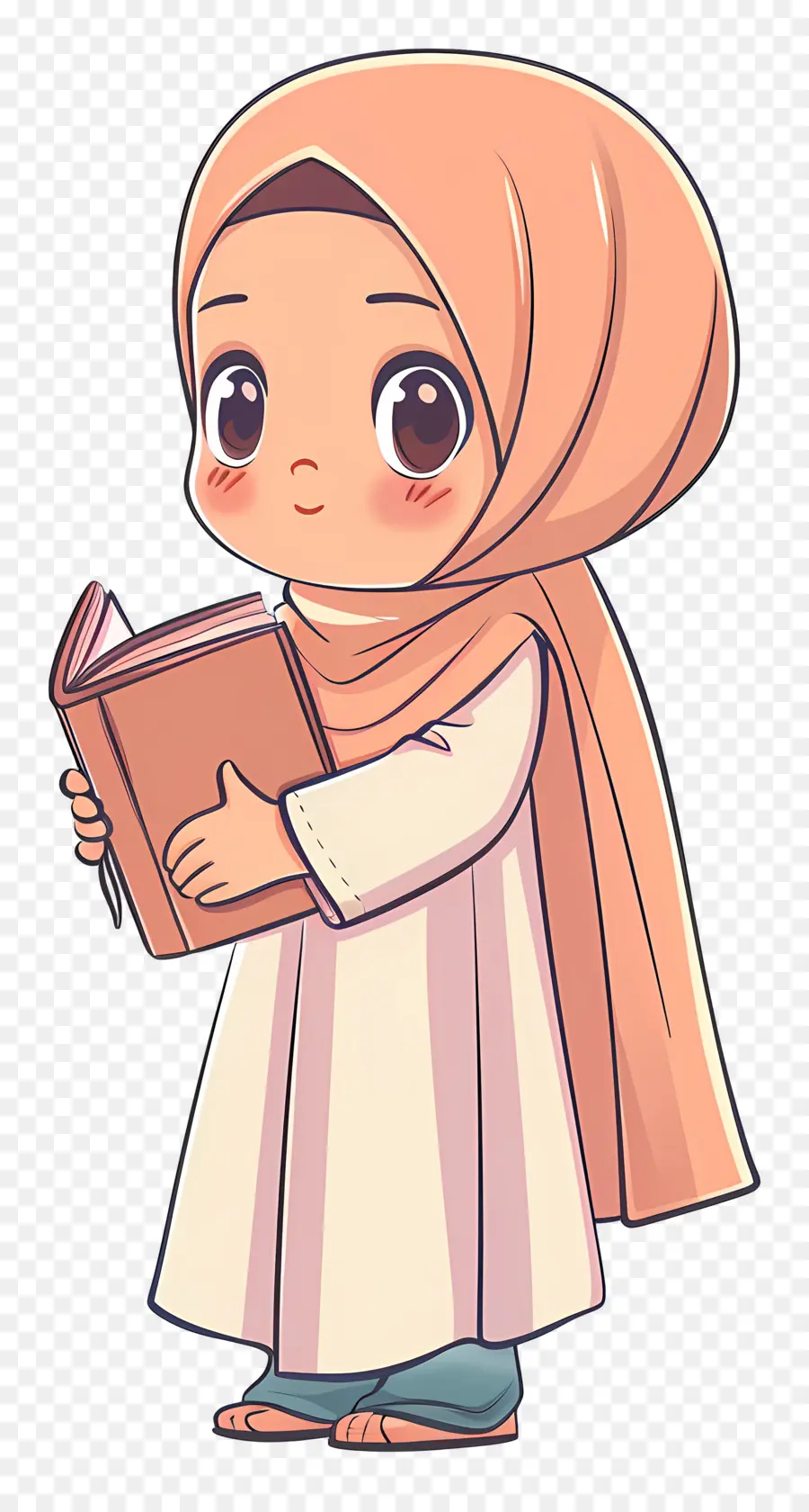 Menina Hijab Segurando Livro，Menina Lendo PNG