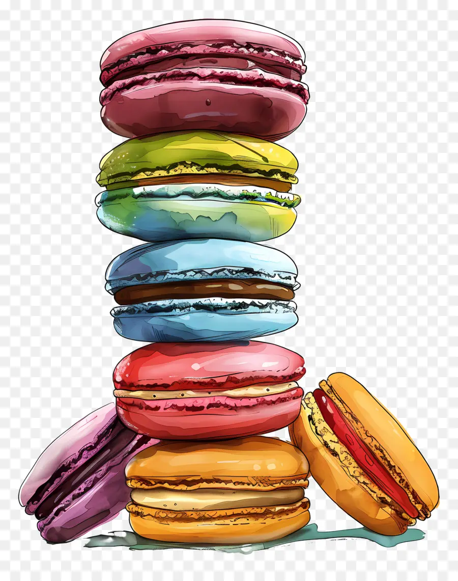 Pilha De Macarons，Macarons Coloridos PNG