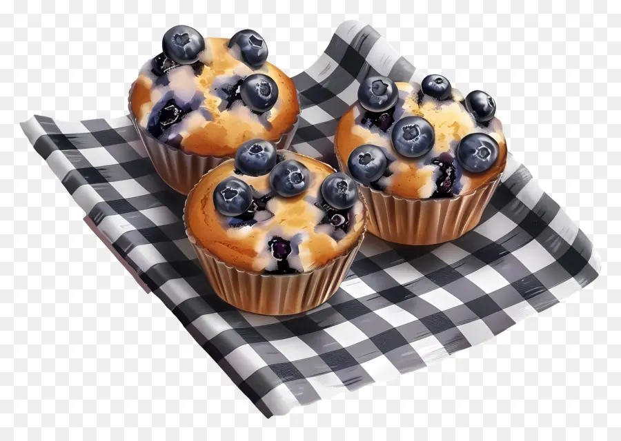 Muffins De Mirtilo，Cozido PNG