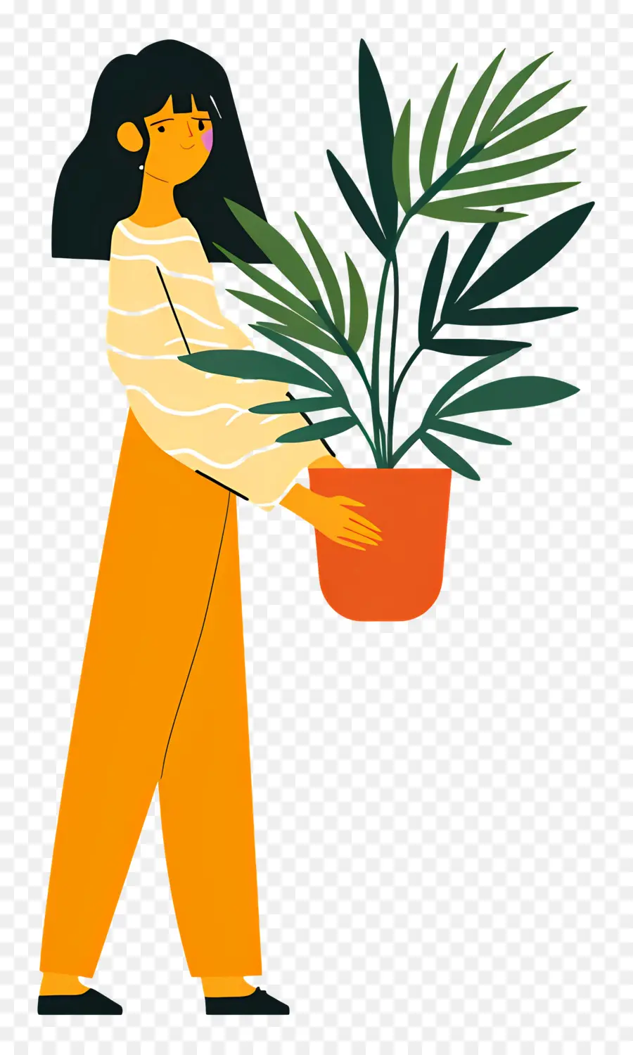 Menina Segurando Planta De Casa，Mulher Segurando Planta PNG