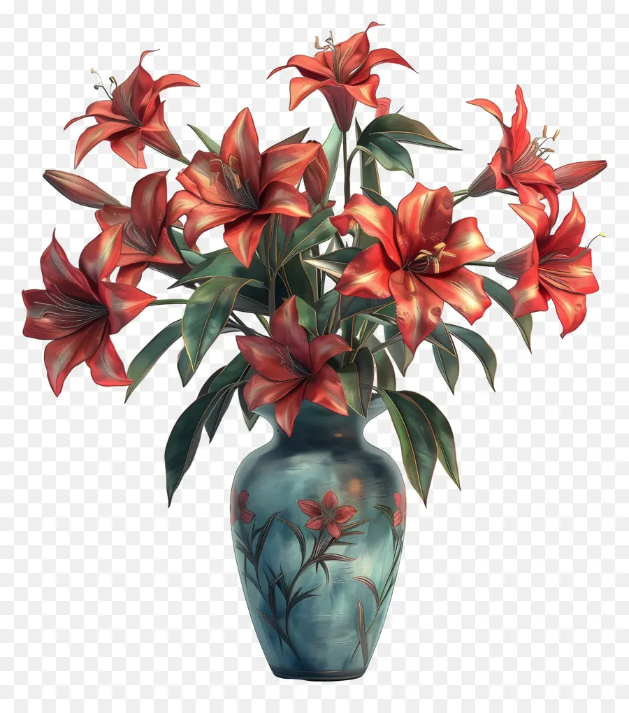 Flores Em Vaso，Flores Vermelhas PNG