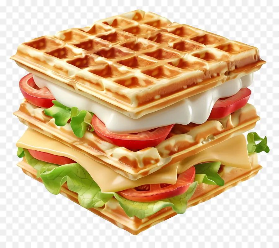 Sanduíche De Waffle，Waffle PNG