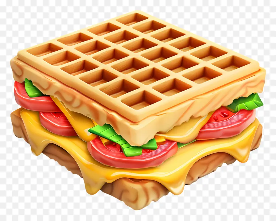 Sanduíche De Waffle，Waffle PNG