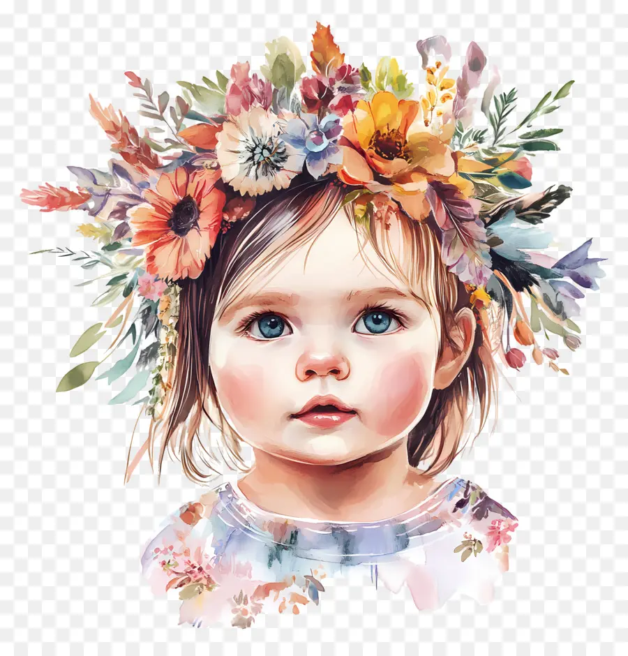 Boho，Bebê Com Coroa De Flores PNG