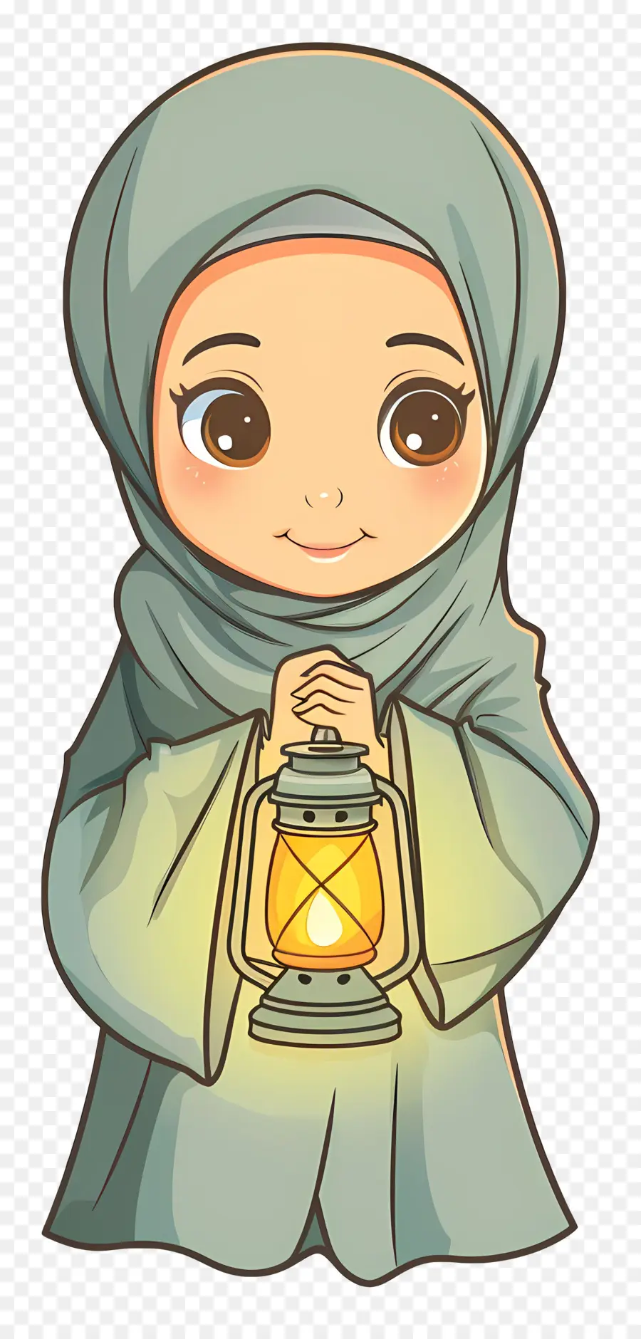 Hijab Girl Segurando Lanterna，Menina Com Lanterna PNG