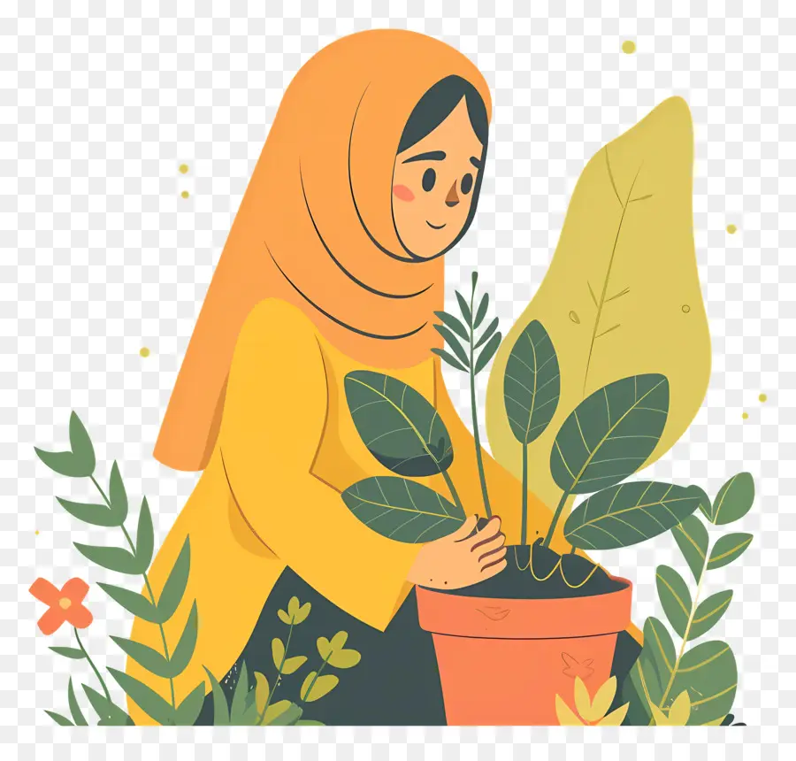 Garota Hijab Fazendo Jardinagem，Plantação De Menina PNG