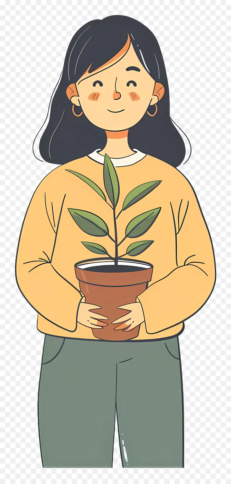 Menina Segurando Planta De Casa，Menina Com Planta PNG