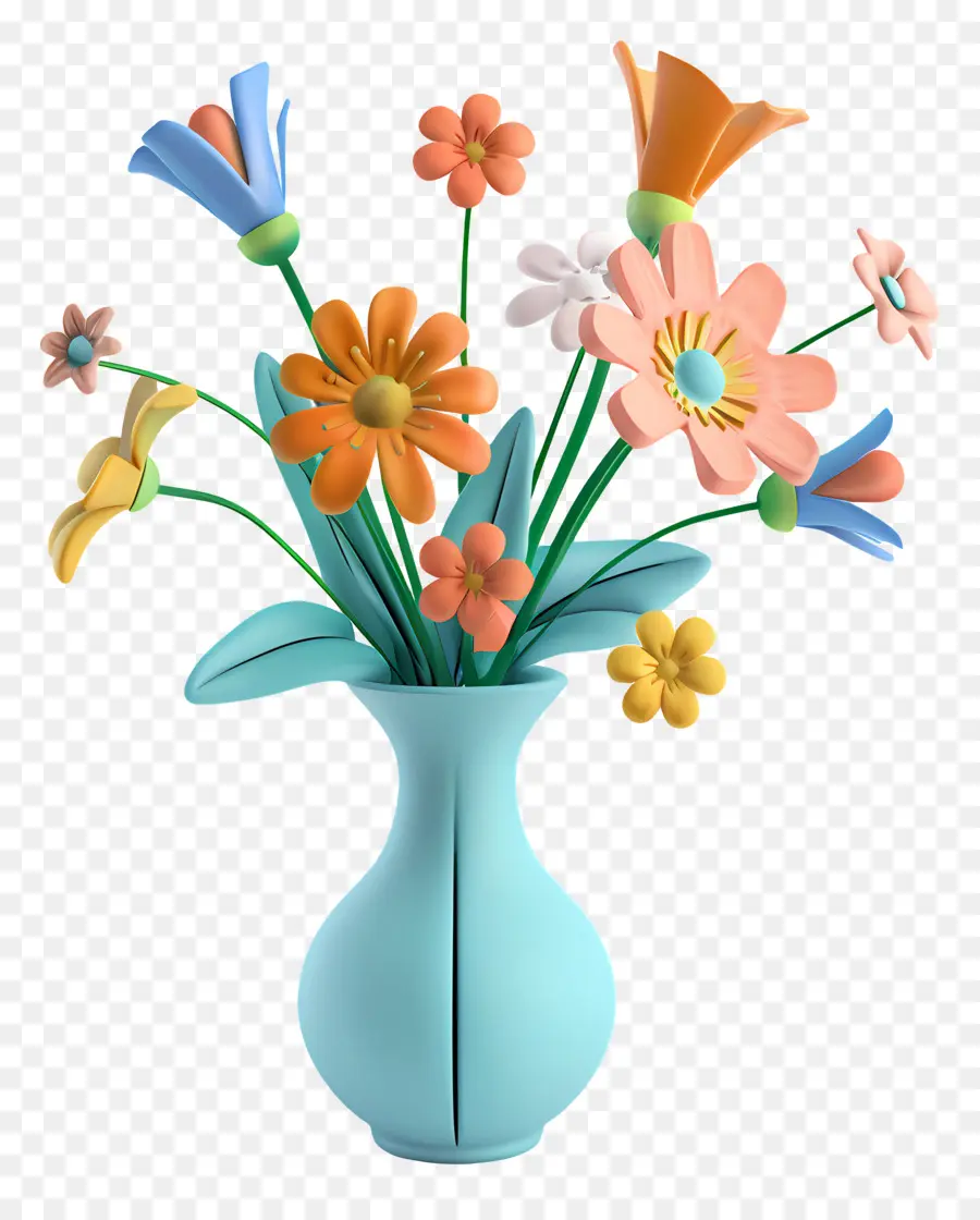 Flores Em Vaso，Buquê De Flores Coloridas PNG