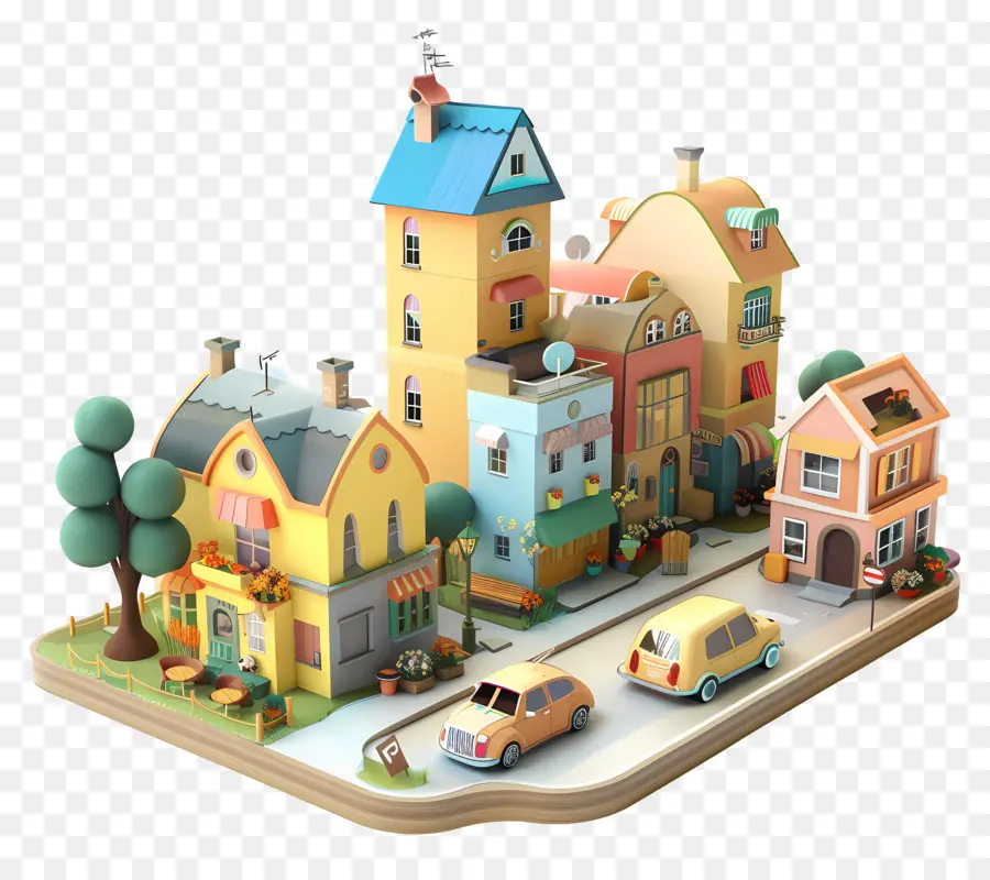 Cidade Pequena，Casas Em Miniatura PNG