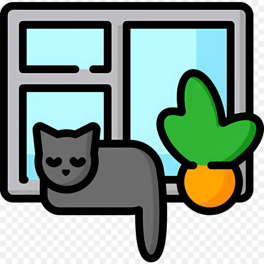 Planta De Janela，Gato Pela Janela PNG