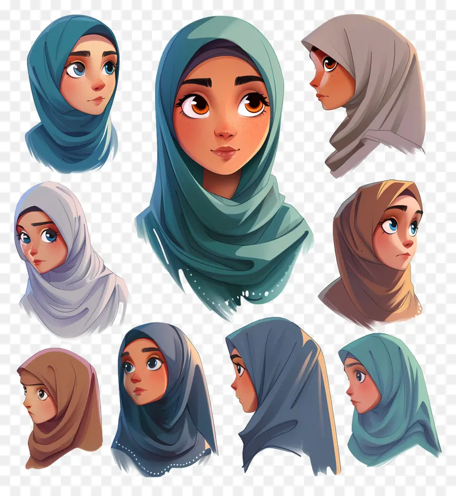 Menina Hijab Dos Desenhos Animados，Garota Com Hijab PNG