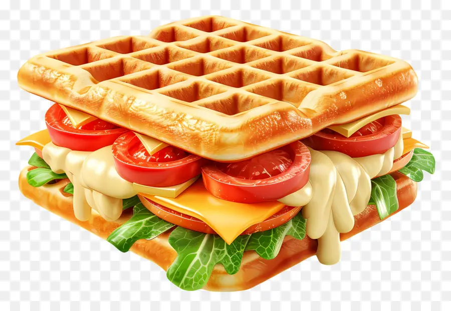 Sanduíche De Waffle，Waffle PNG