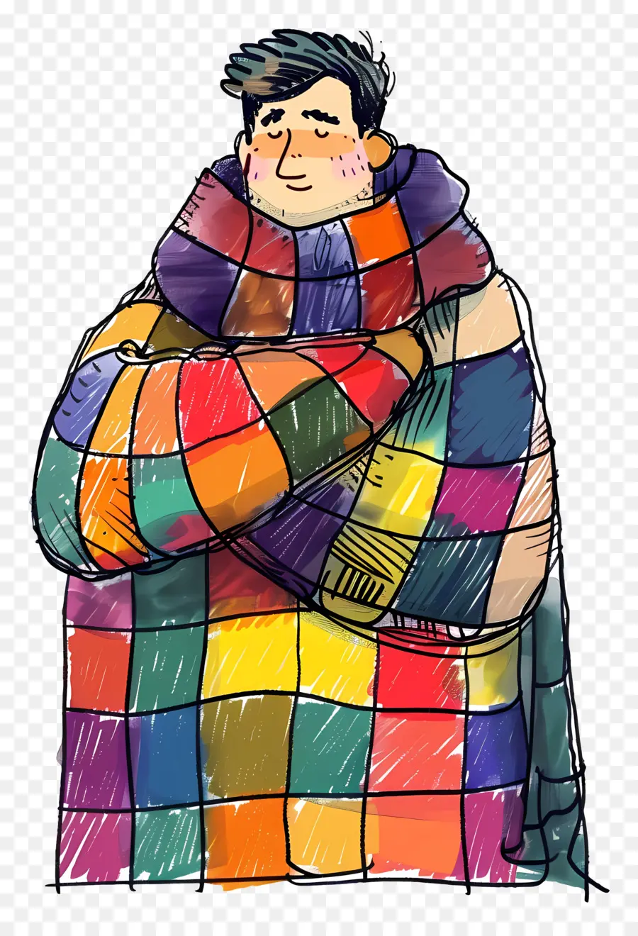 Homem Inverno，Homem Com Colcha De Patchwork PNG