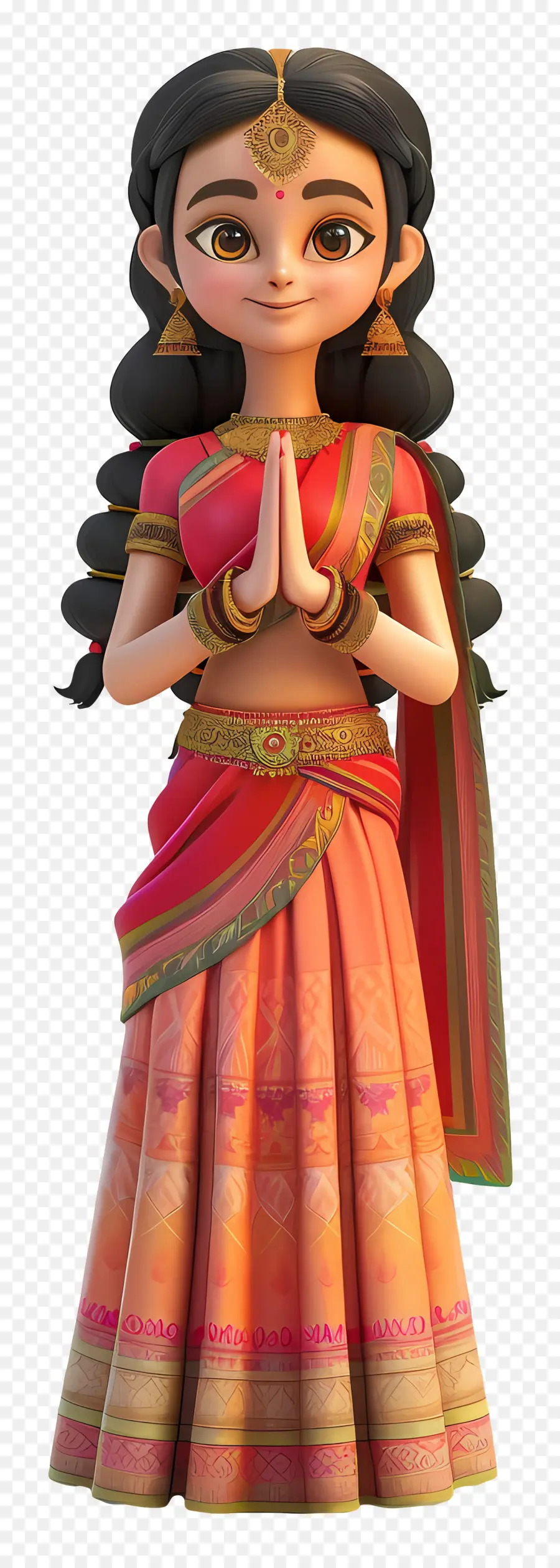 Garota Indiana，Garota Animada Em Traje Tradicional PNG