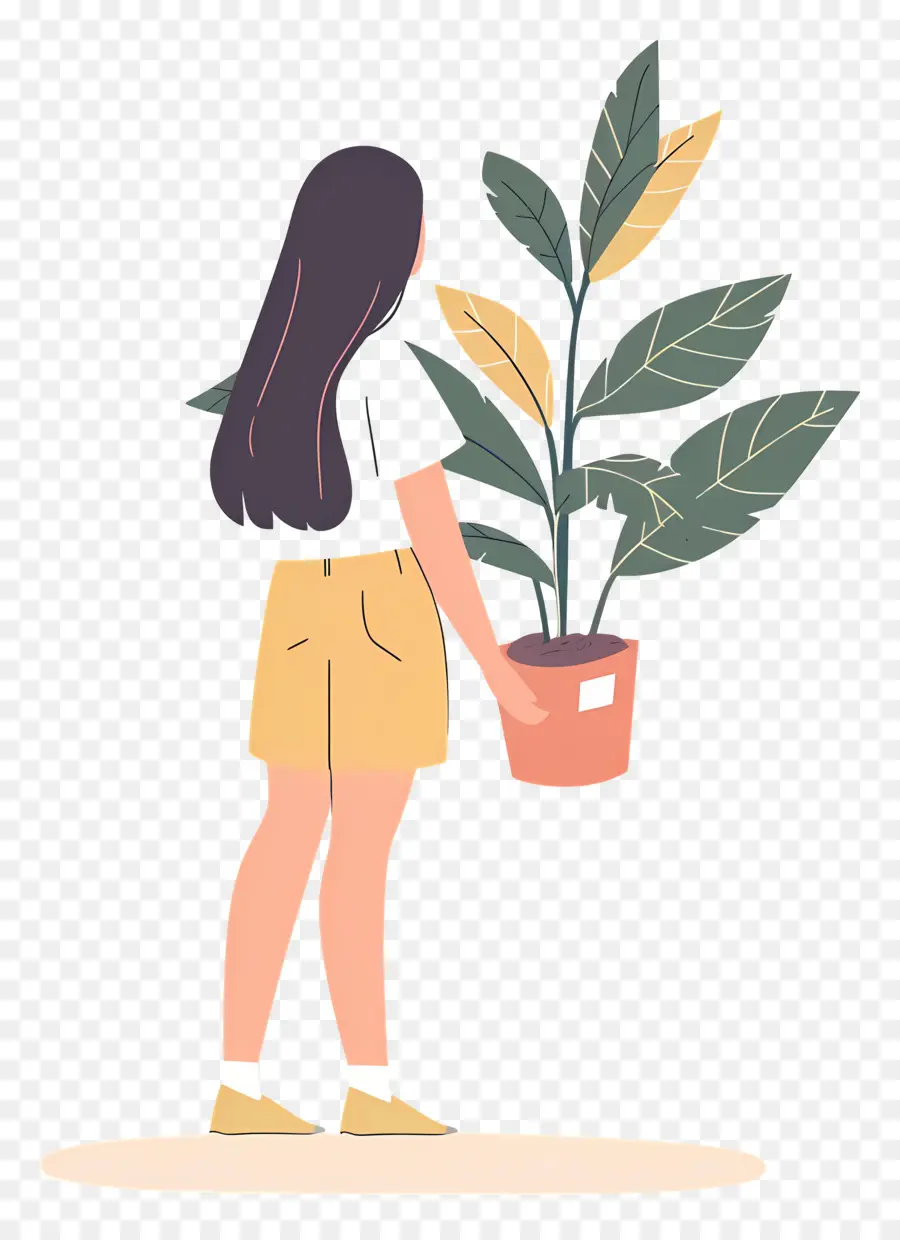 Menina Segurando Planta De Casa，Menina Com Planta PNG