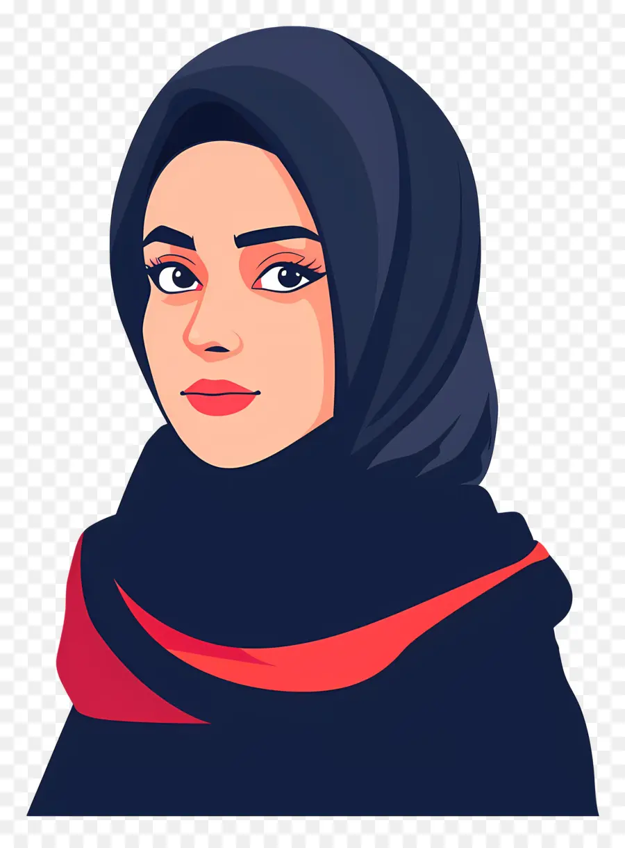 Menina Hijab Dos Desenhos Animados，Mulher Em Hijab Vermelho PNG