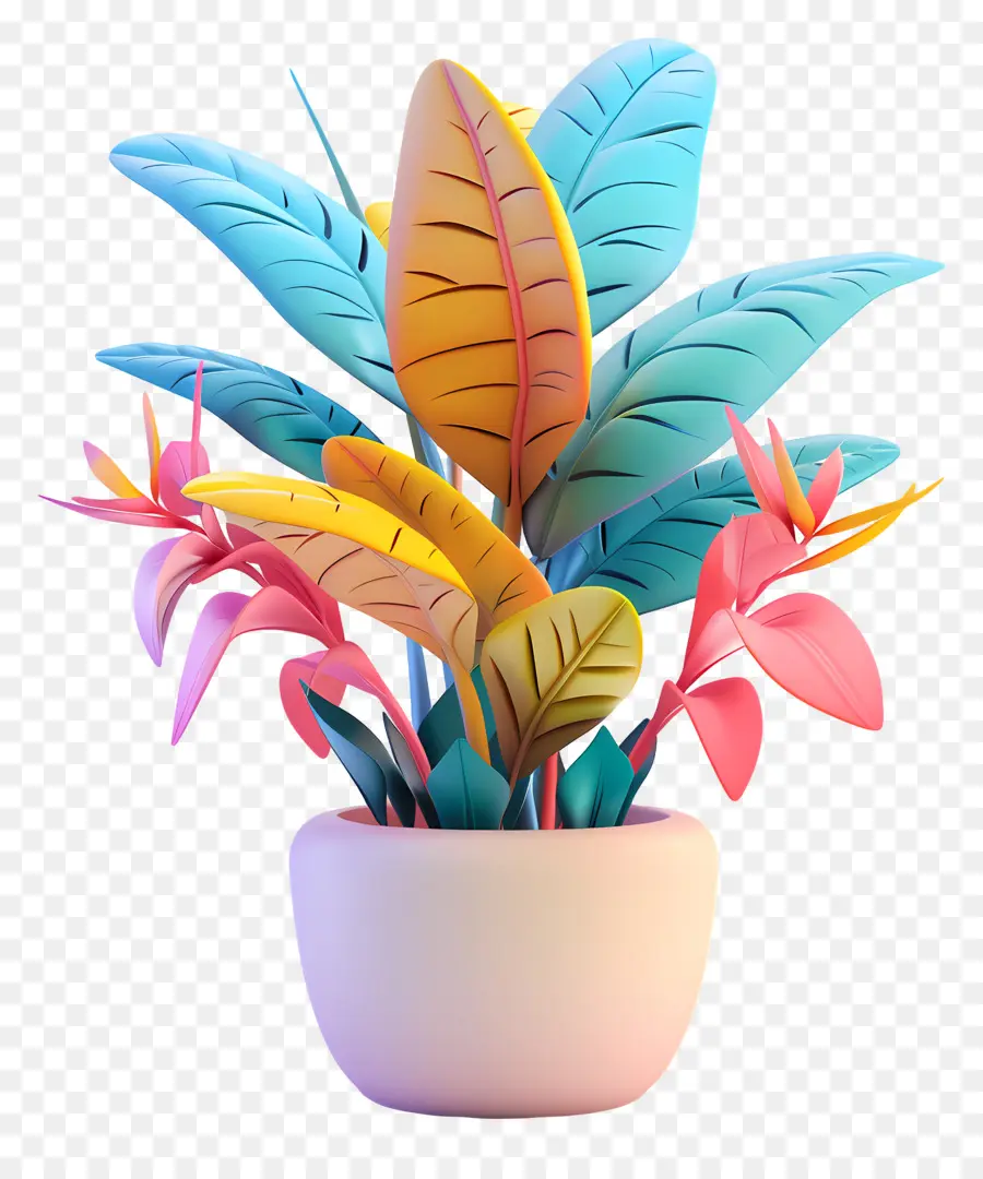 Planta Tropical Em Vaso，Planta Colorida PNG