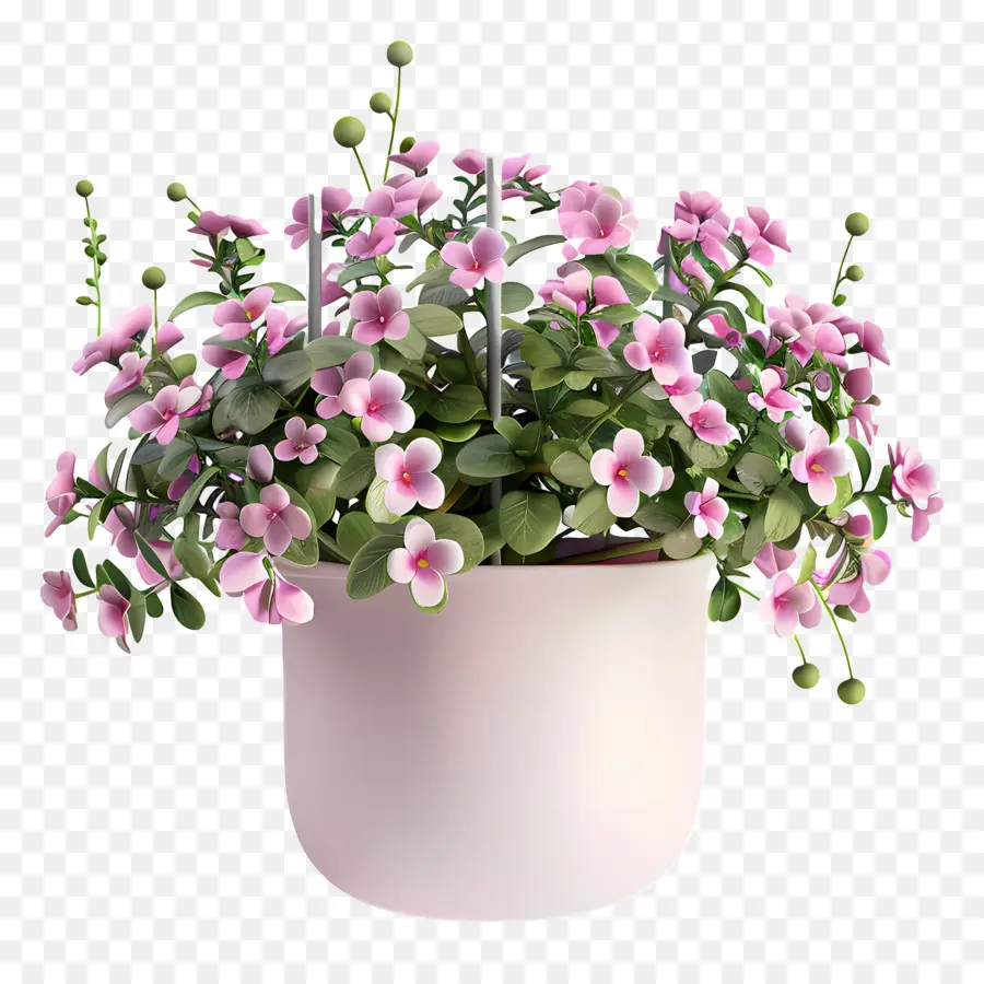 Planta Florescendo Pendurada，Flores Cor De Rosa Em Vaso PNG