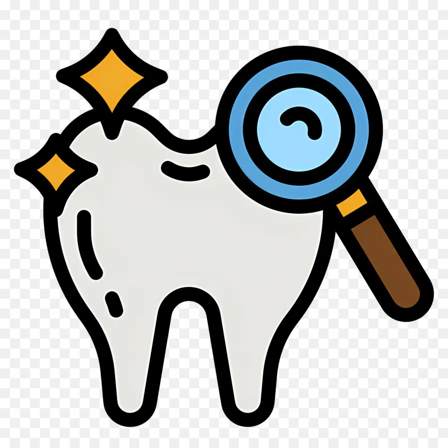 Verificação Dentária，Dente Com Lupa PNG