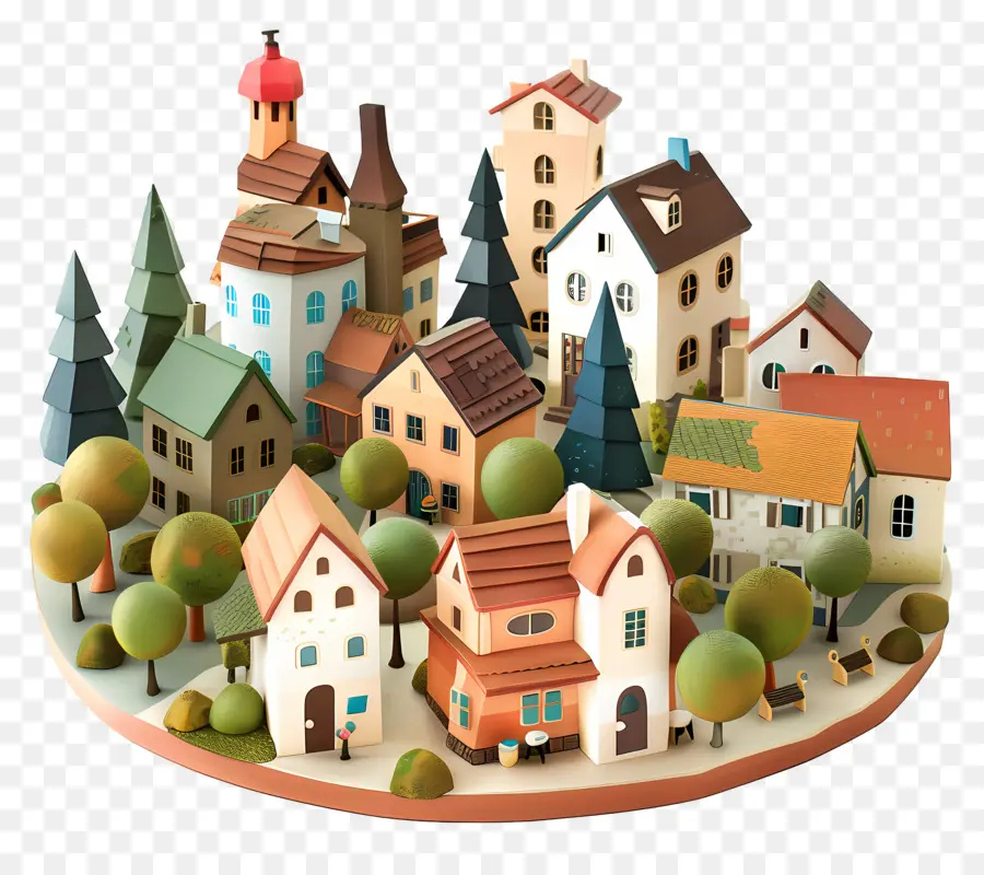 Cidade Da Vila，Casa Pequena E Fofa De Doodle PNG