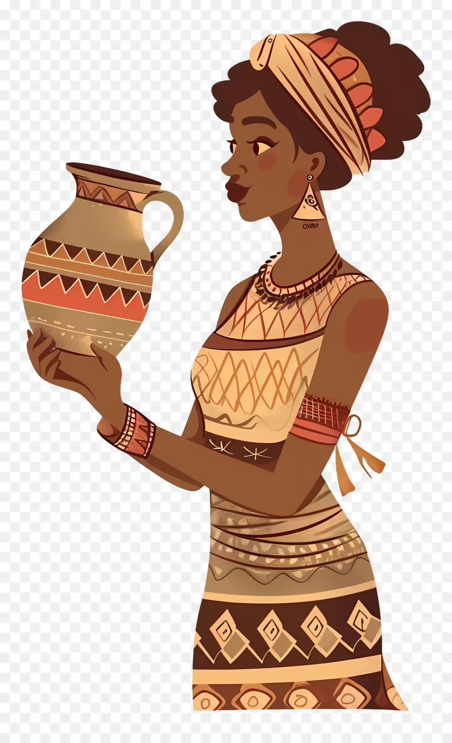 Mulher Aborígine Africana，Mulher Com Cerâmica PNG