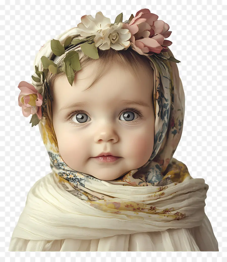 Boho，Bebê Com Coroa De Flores PNG