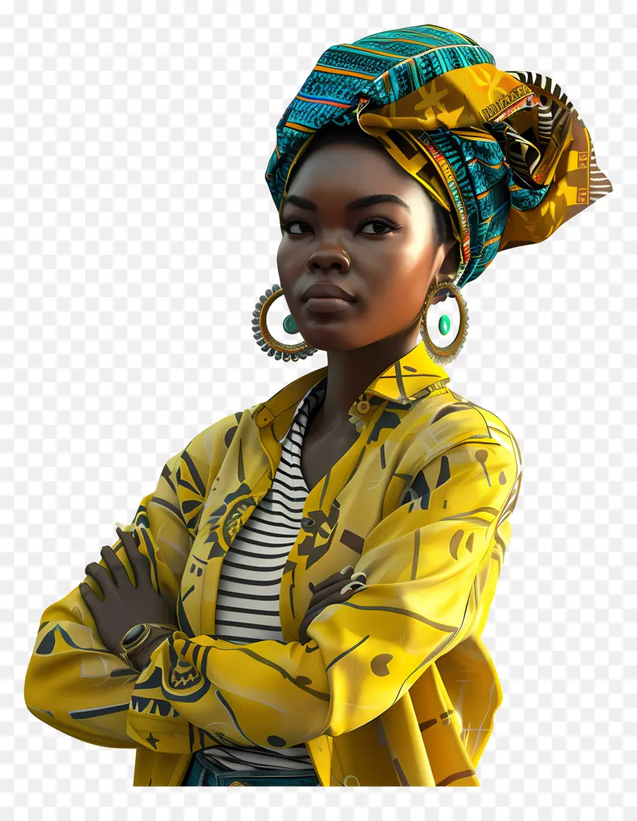 Mulher Africana，Mulher De Amarelo PNG