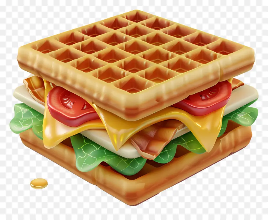 Sanduíche De Waffle，Waffle PNG