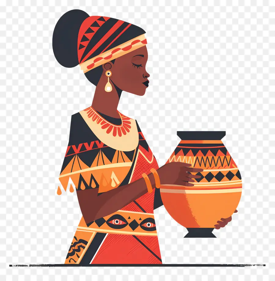 Mulher Aborígine Africana，Mulher Com Cerâmica PNG