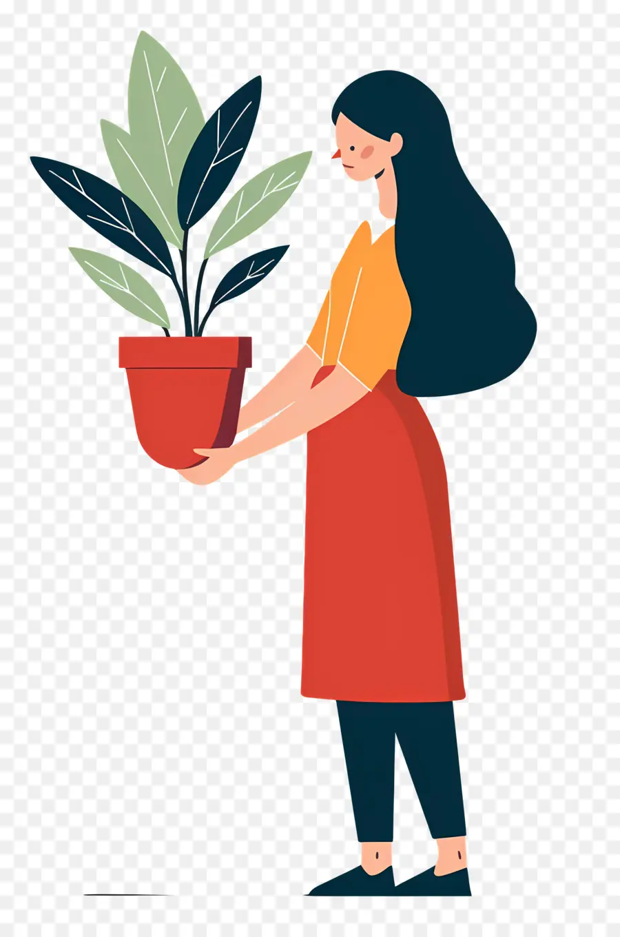 Menina Segurando Planta De Casa，Mulher Com Planta PNG