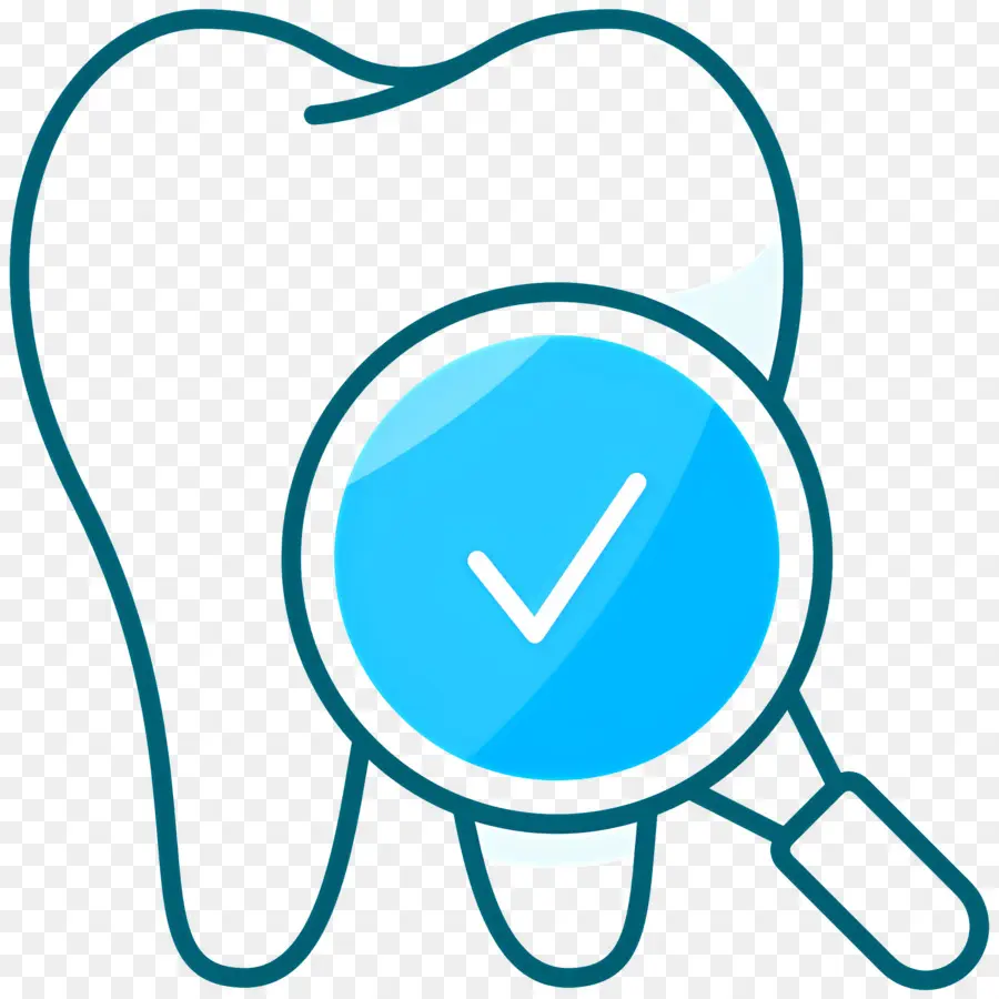 Verificação Dentária，Dente Com Lupa PNG