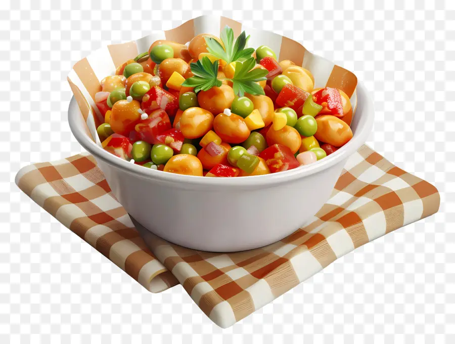 Tigela De Chana Chaat，Salada De Legumes Colorida PNG