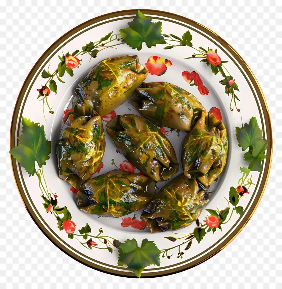 Dolma，Folhas De Uva Recheadas No Prato PNG