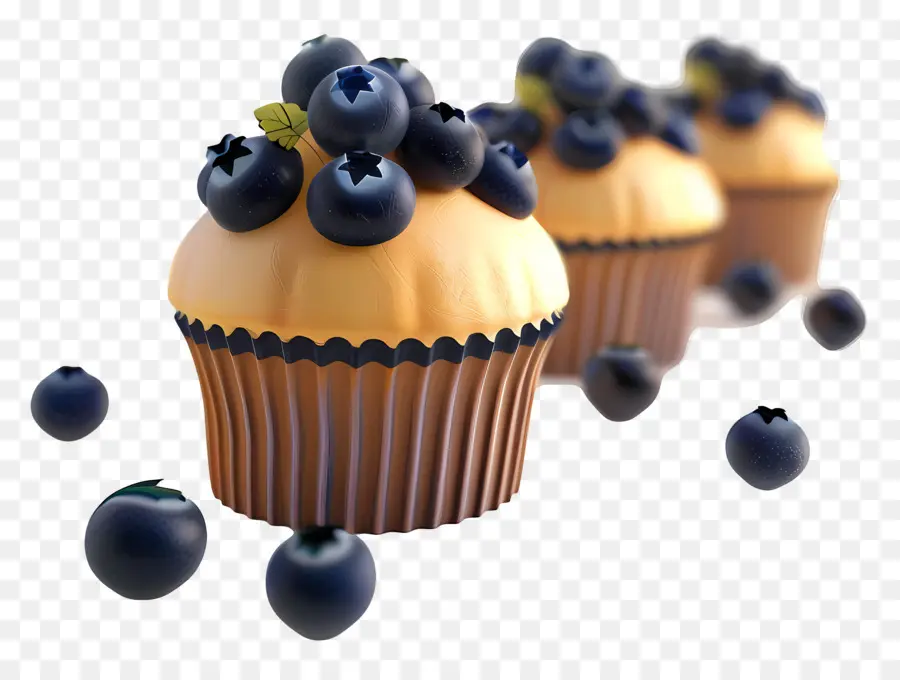 Muffins De Mirtilo，Cozido PNG