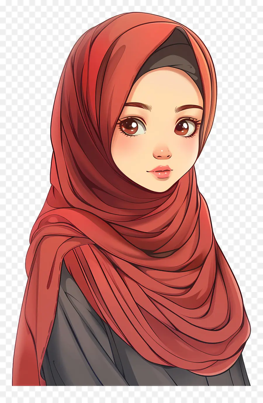 Linda Garota Hijab，Garota De Hijab Vermelho PNG