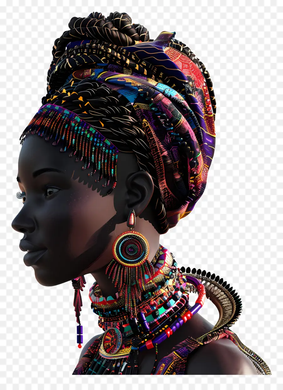 Mulher Africana，Mulher Com Joias De Contas PNG