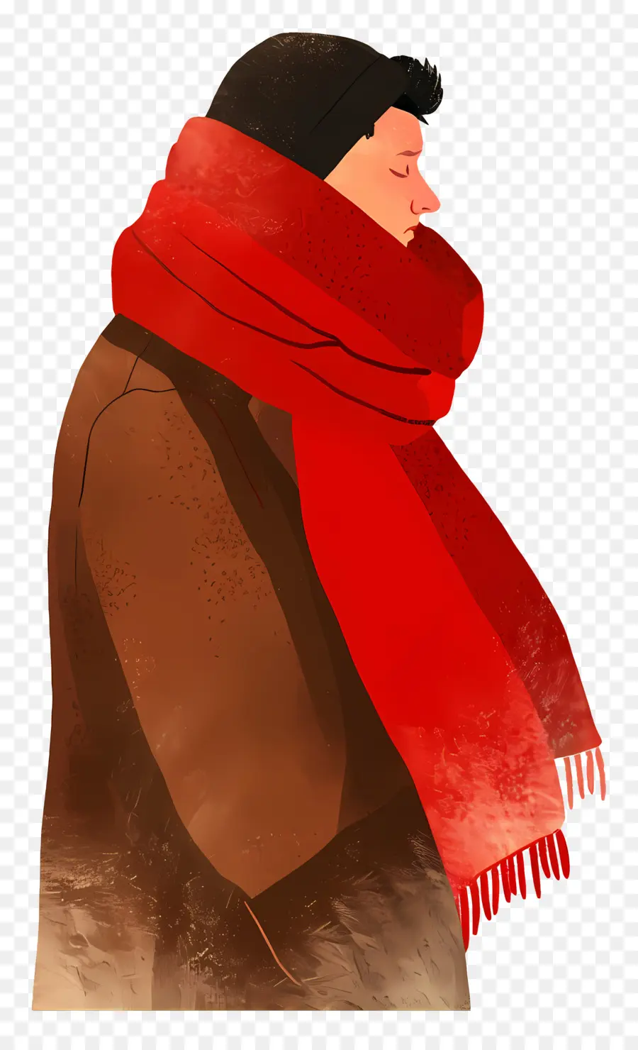 Homem Inverno，Homem Com Lenço Vermelho PNG