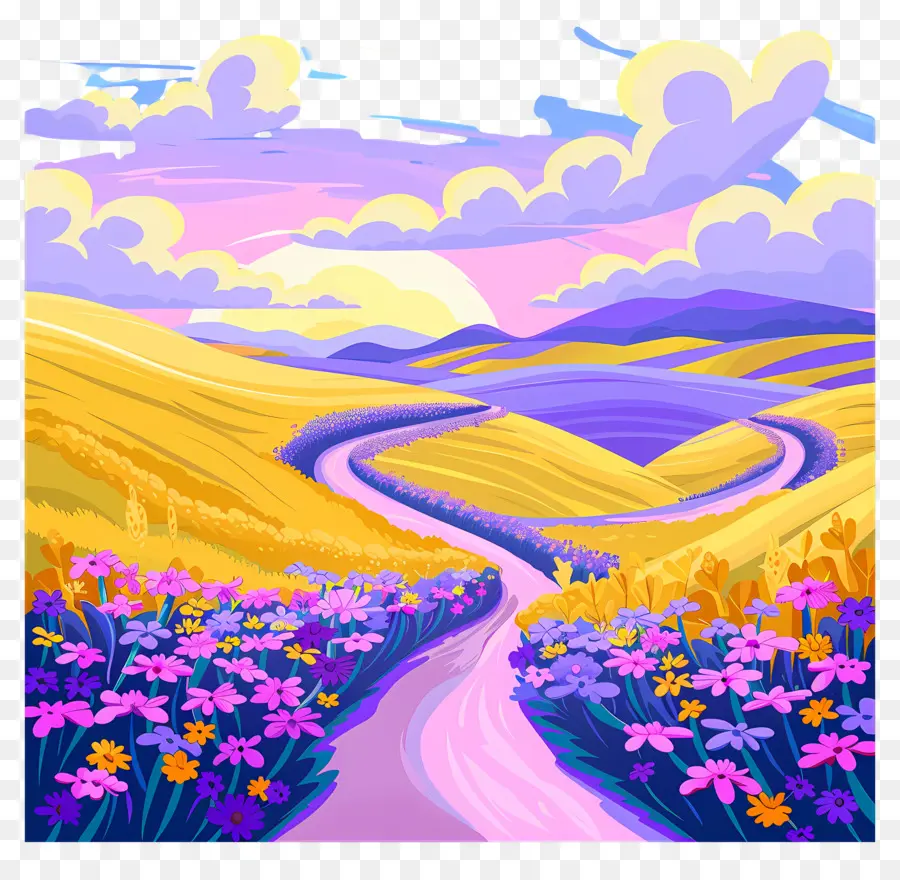 Campos Em Socalcos，Paisagem Colorida PNG