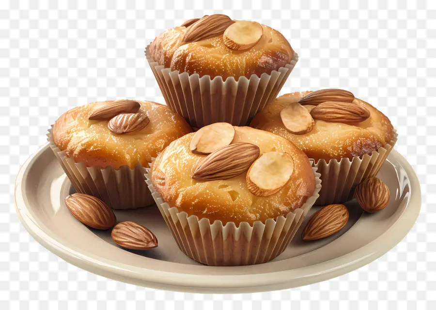 Muffins De Amêndoa，Cozido PNG