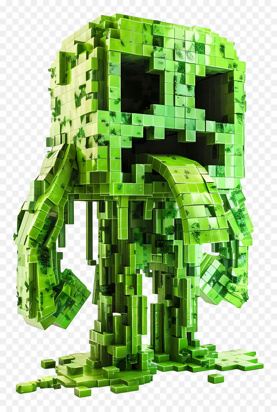 Trepadeira Minecraft，Personagem Pixelado Verde PNG