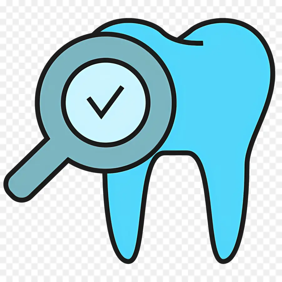 Verificação Dentária，Dente Com Lupa PNG