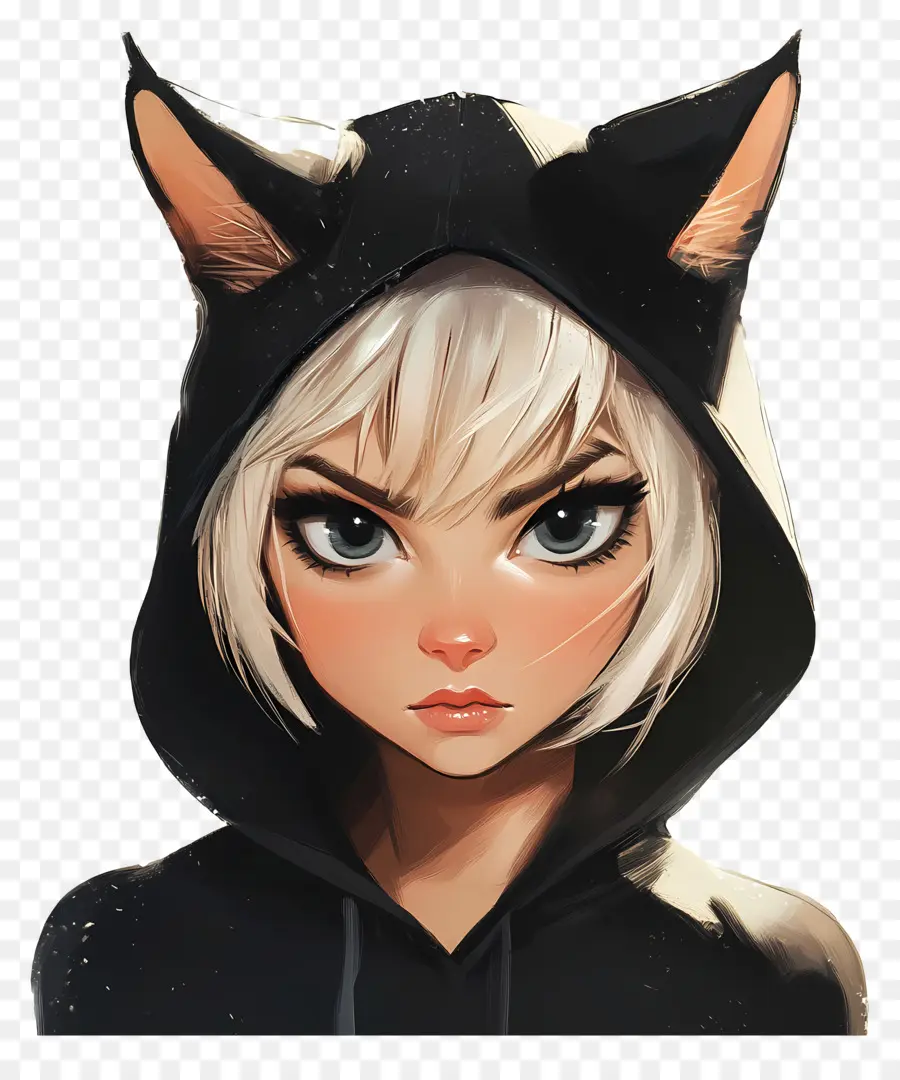 Garota Gato，Menina Com Orelhas De Gato PNG