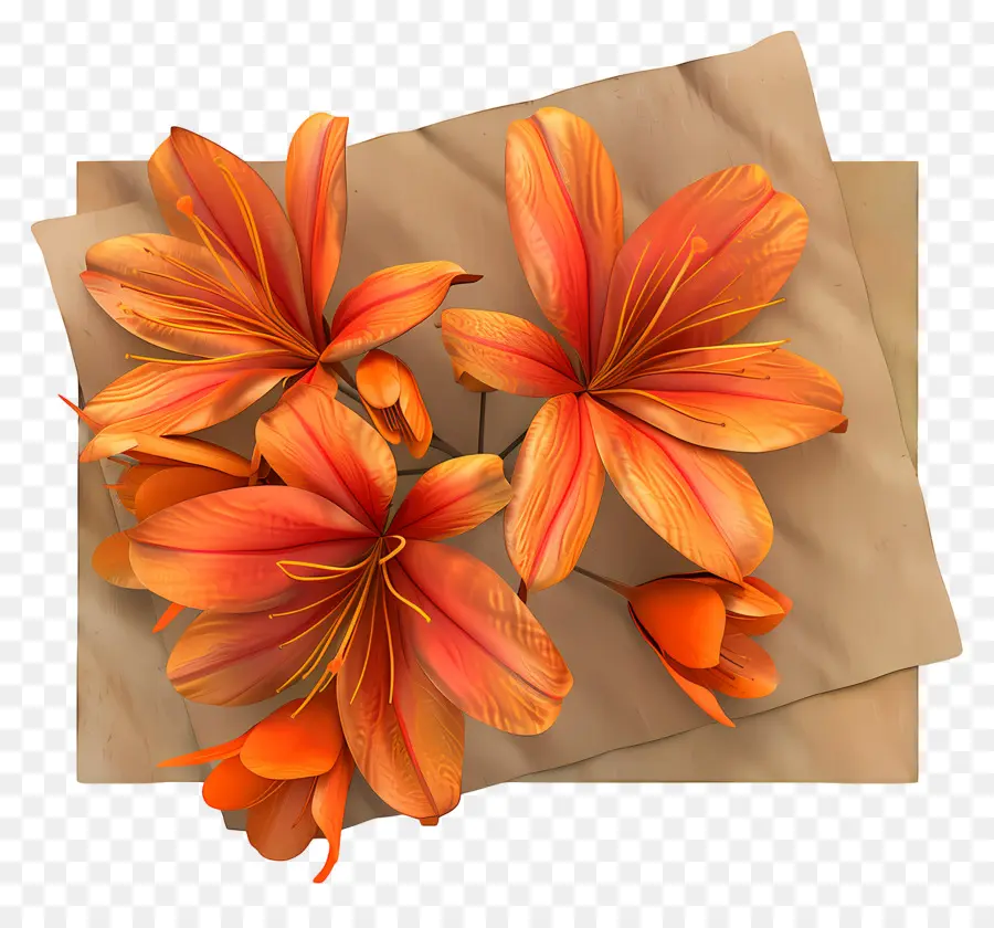 Flores De Açafrão，Lírios Laranja PNG