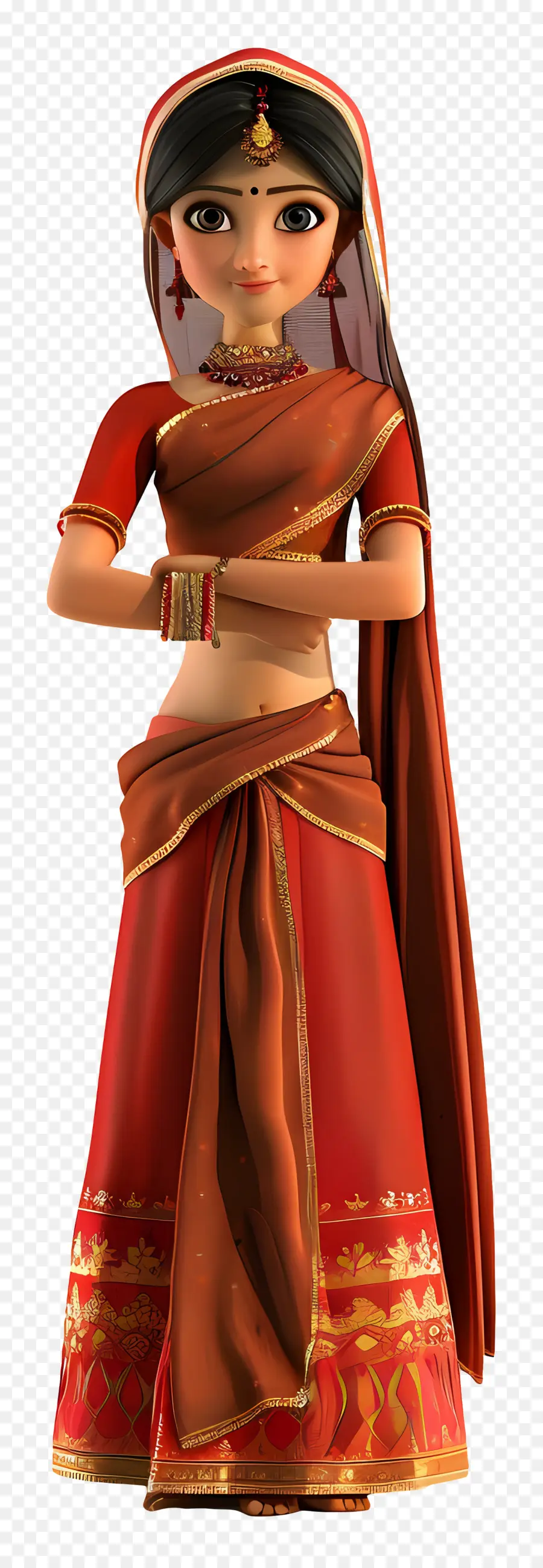 Mulher Guzerate Indiana，Mulher Em Traje Tradicional PNG