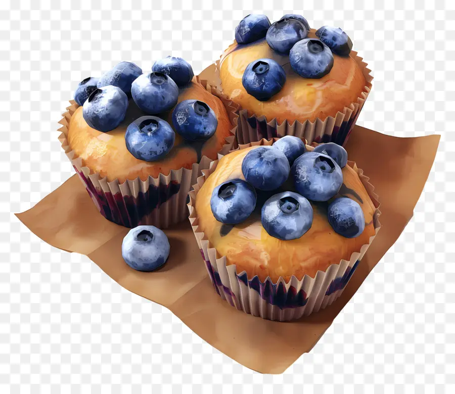 Muffins De Mirtilo，Cozido PNG