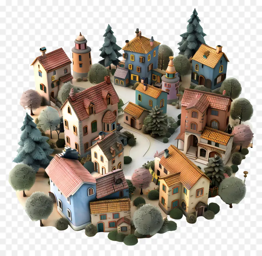 Cidade Da Aldeia，Casa Pequena E Fofa De Doodle PNG