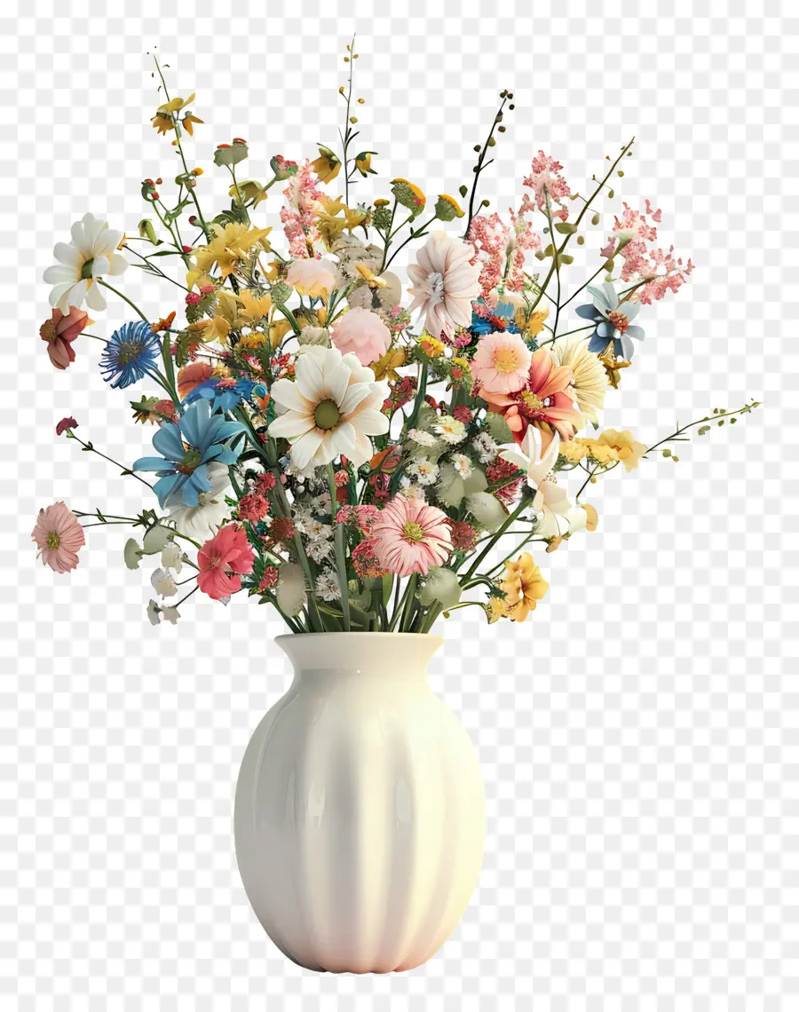 Flores Em Vaso，Buquê De Flores Coloridas PNG