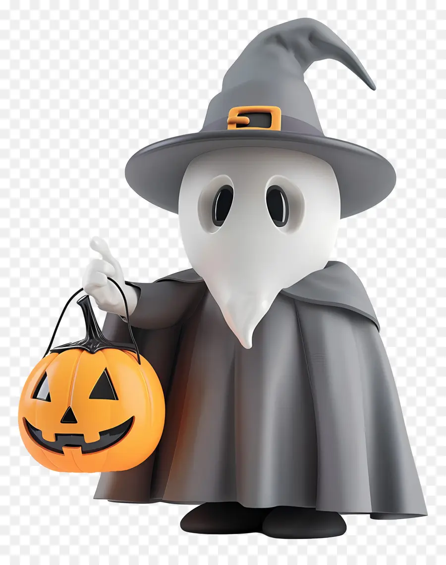 Fantasma Segurando Abóbora，Personagem De Halloween PNG