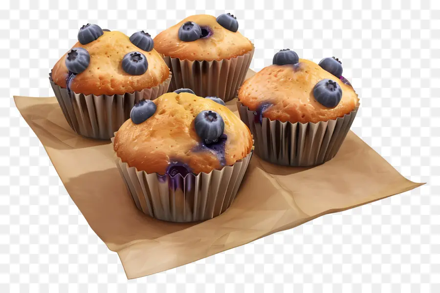 Muffins De Mirtilo，Cozido PNG