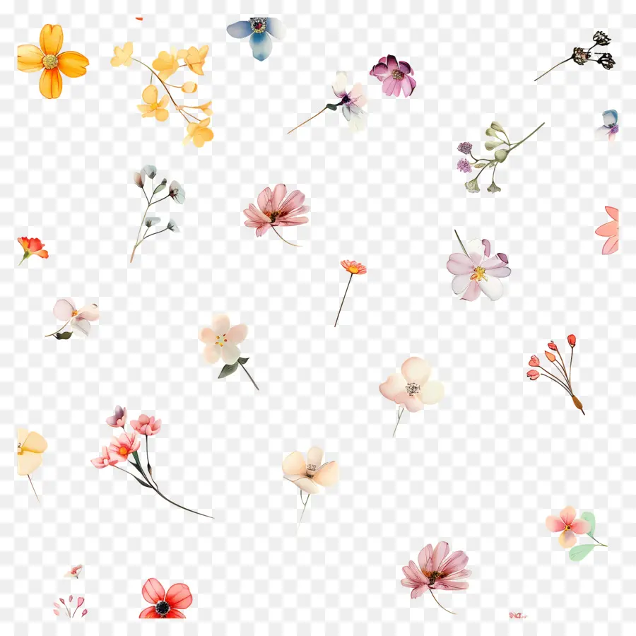 Pequenas Flores，Flores Em Aquarela PNG